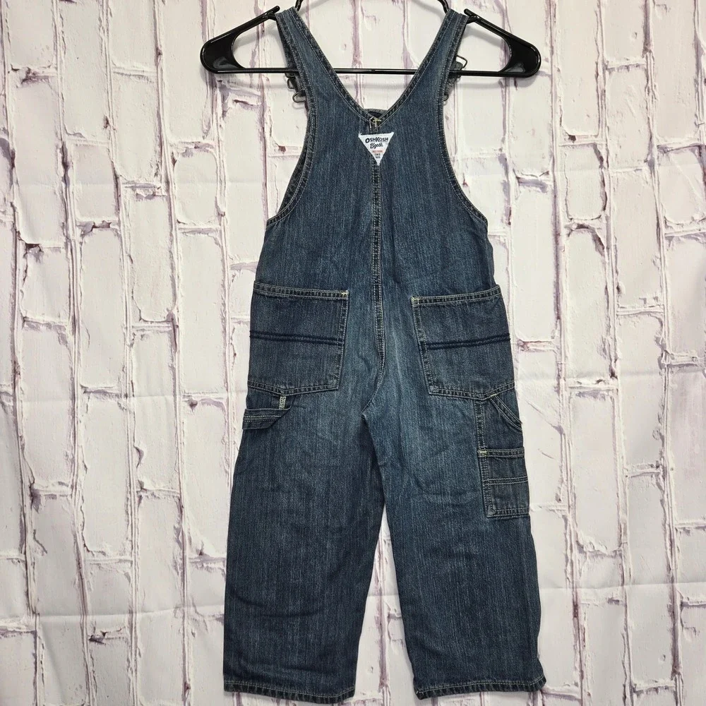 VTG OshKosh B'gosh Toddler 4T Denim Overalls‎ Vestbak Blue Medium Wash Cotton